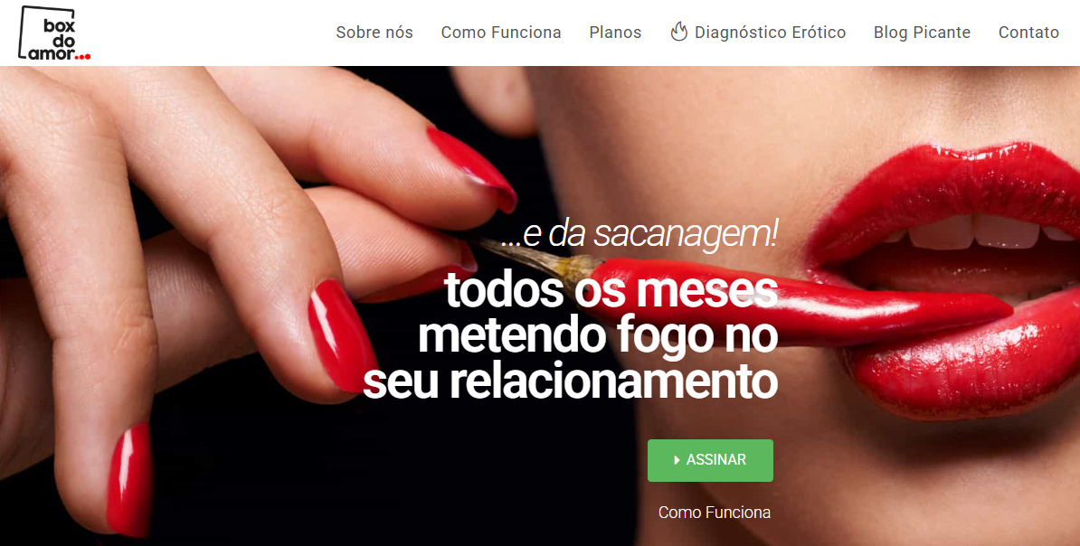 Print da home do site Box do Amor.