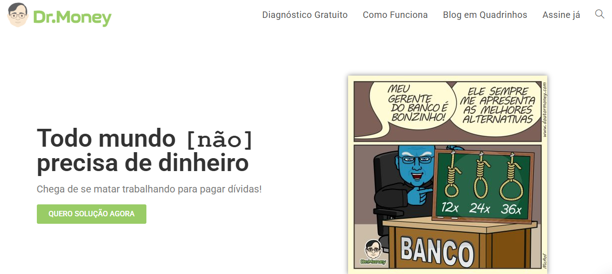 Print da home do site Dr. Money.
