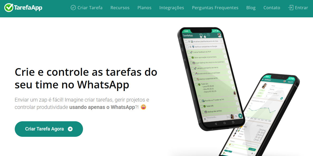 Print da home do site TarefaApp.