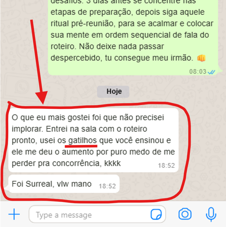 Depoimento do Thiago que conseguiu convencer o chefe